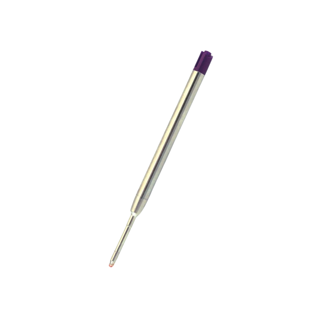 Monteverde Soft Roll Ballpoint Refill To Fit Parker Ballpoint Pen (Pack of 2) - Purple / Medium — uncapped with cap posted