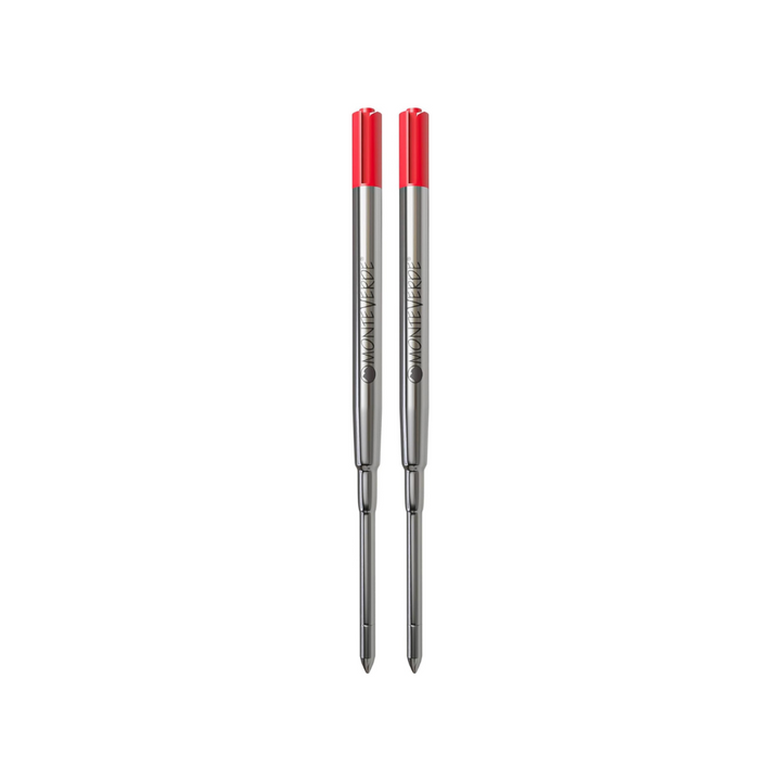 Monteverde Soft Roll Ballpoint Refill To Fit Parker Ballpoint Pen (Pack of 2) - Red / Medium — capped
