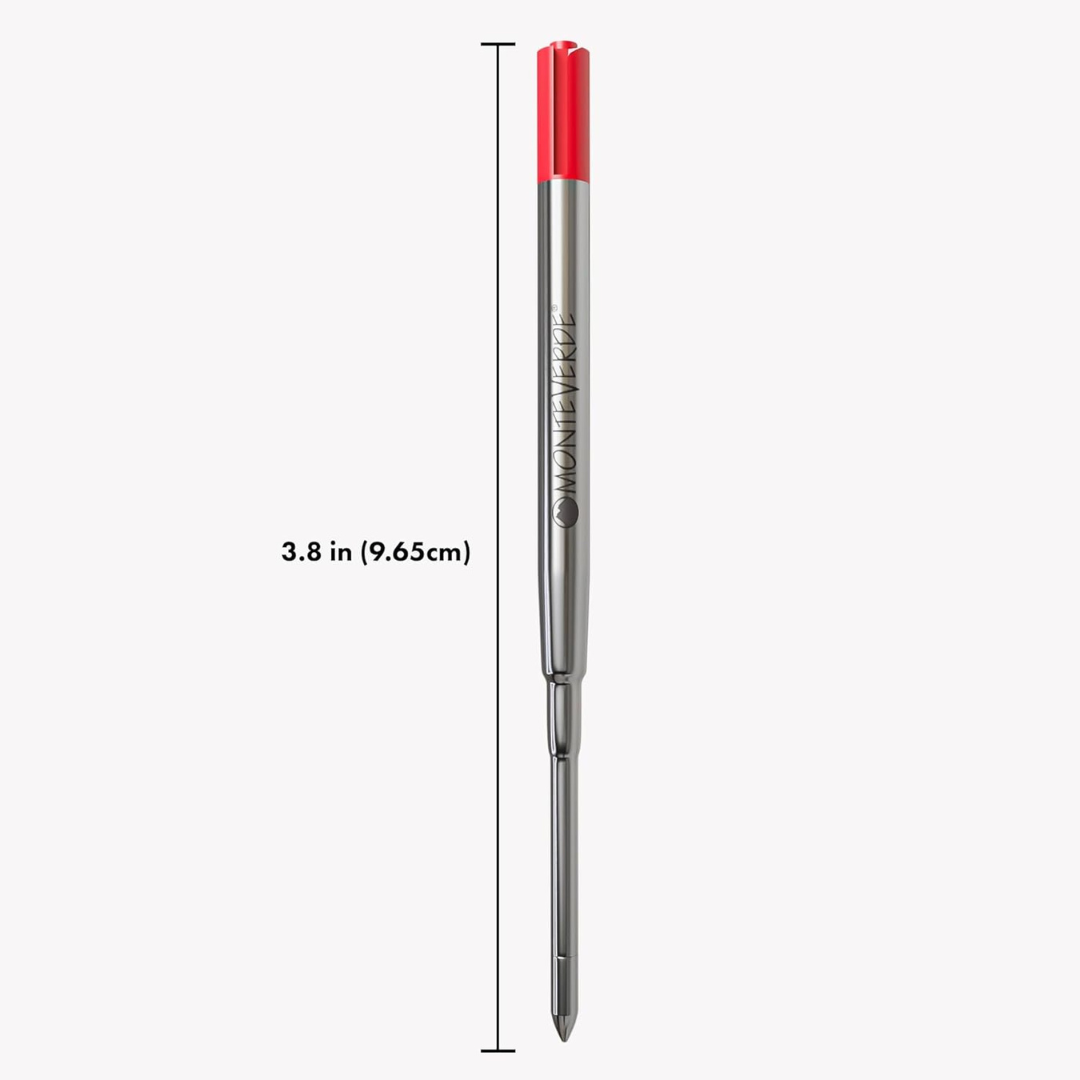 Monteverde Soft Roll Ballpoint Refill To Fit Parker Ballpoint Pen (Pack of 2) - Red / Medium — tip detail
