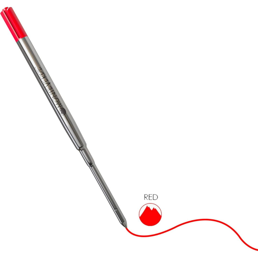 Monteverde Soft Roll Ballpoint Refill To Fit Parker Ballpoint Pen (Pack of 2) - Red / Medium — barrel detail