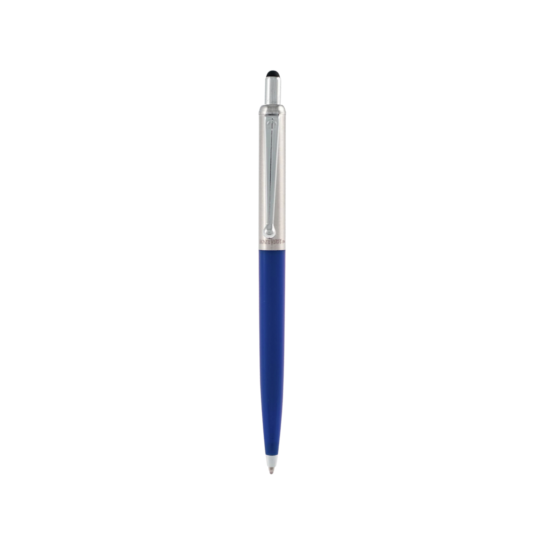 Monteverde Jump Ballpoint Pen With Stylus Blue — uncapped with cap posted