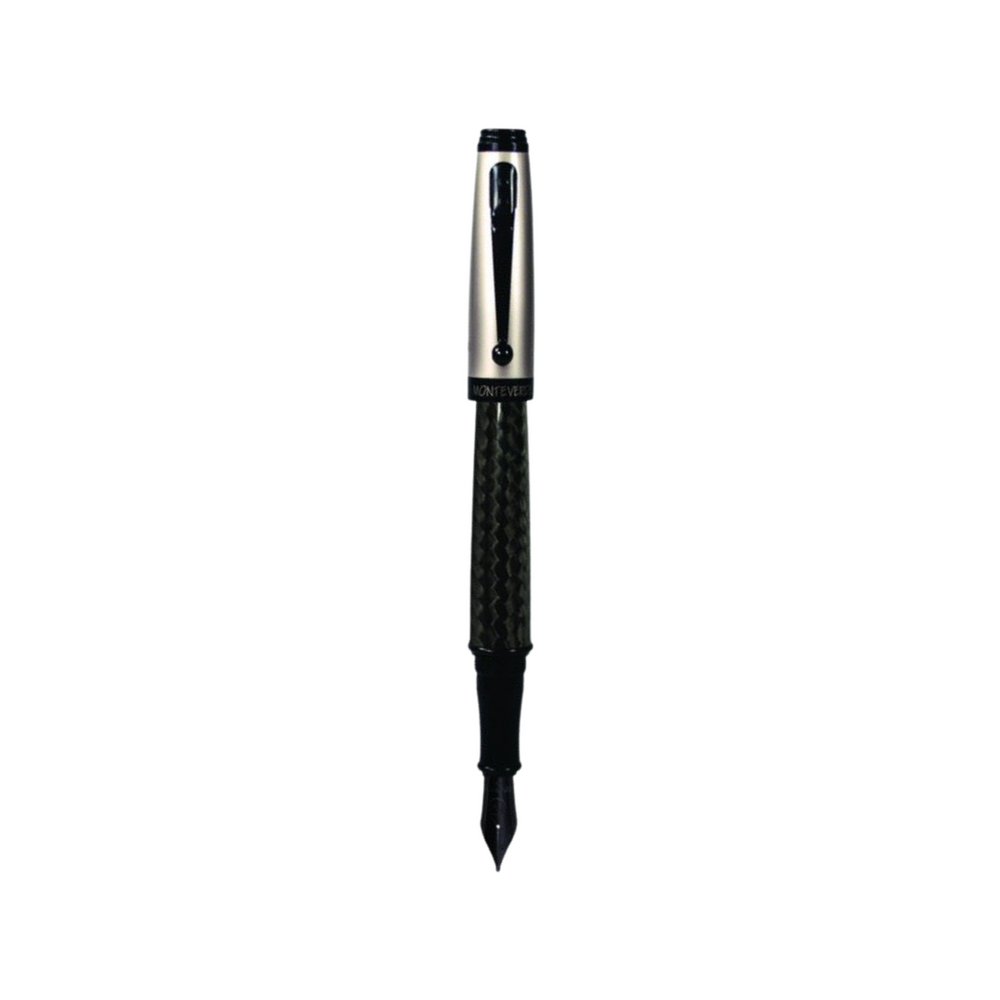 Monteverde Invincia Titanium Fountain Pen — uncapped with cap posted