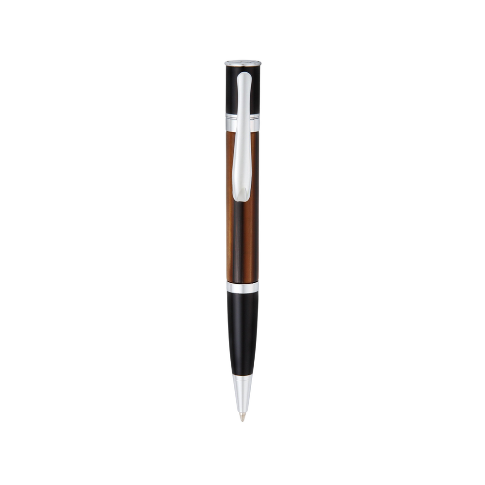 Monteverde Mini Jewelria Striped Ballpoint Pen Brown — uncapped with cap posted