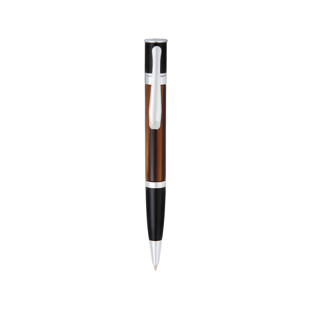 Monteverde Mini Jewelria Striped Ballpoint Pen Brown — uncapped with cap posted