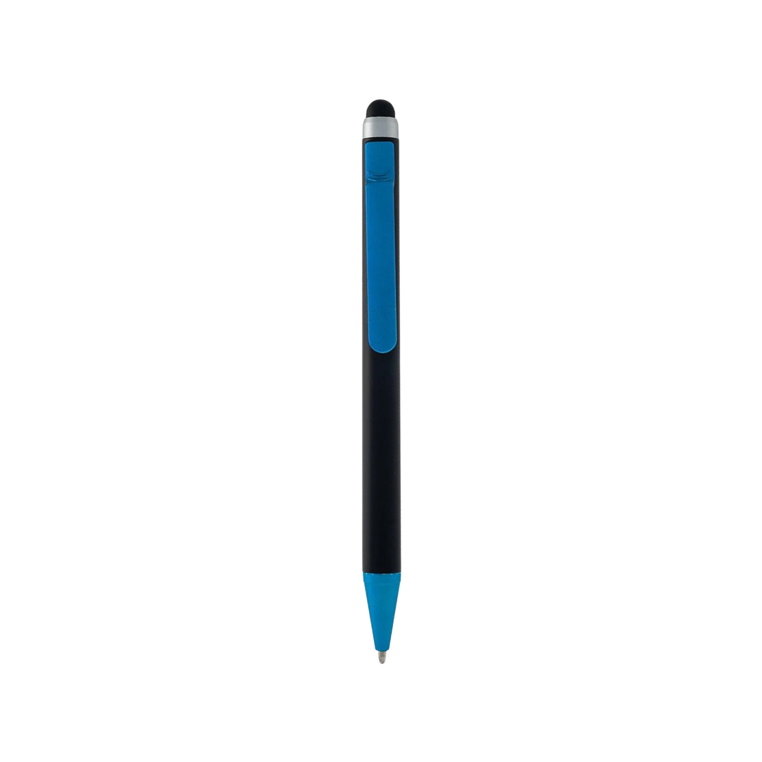 Monteverde S-105 Click Action One-Touch Stylue Ballpoint Pen Turquoise — uncapped with cap posted