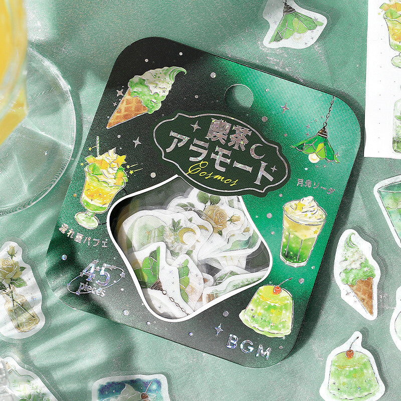 BGM Foil Stamping Flake Seal: Cafe Alamode a Space - Moonlit Sky in the Twilight — detail view