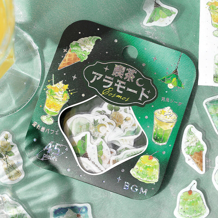 BGM Foil Stamping Flake Seal: Cafe Alamode a Space - Moonlit Sky in the Twilight — detail view
