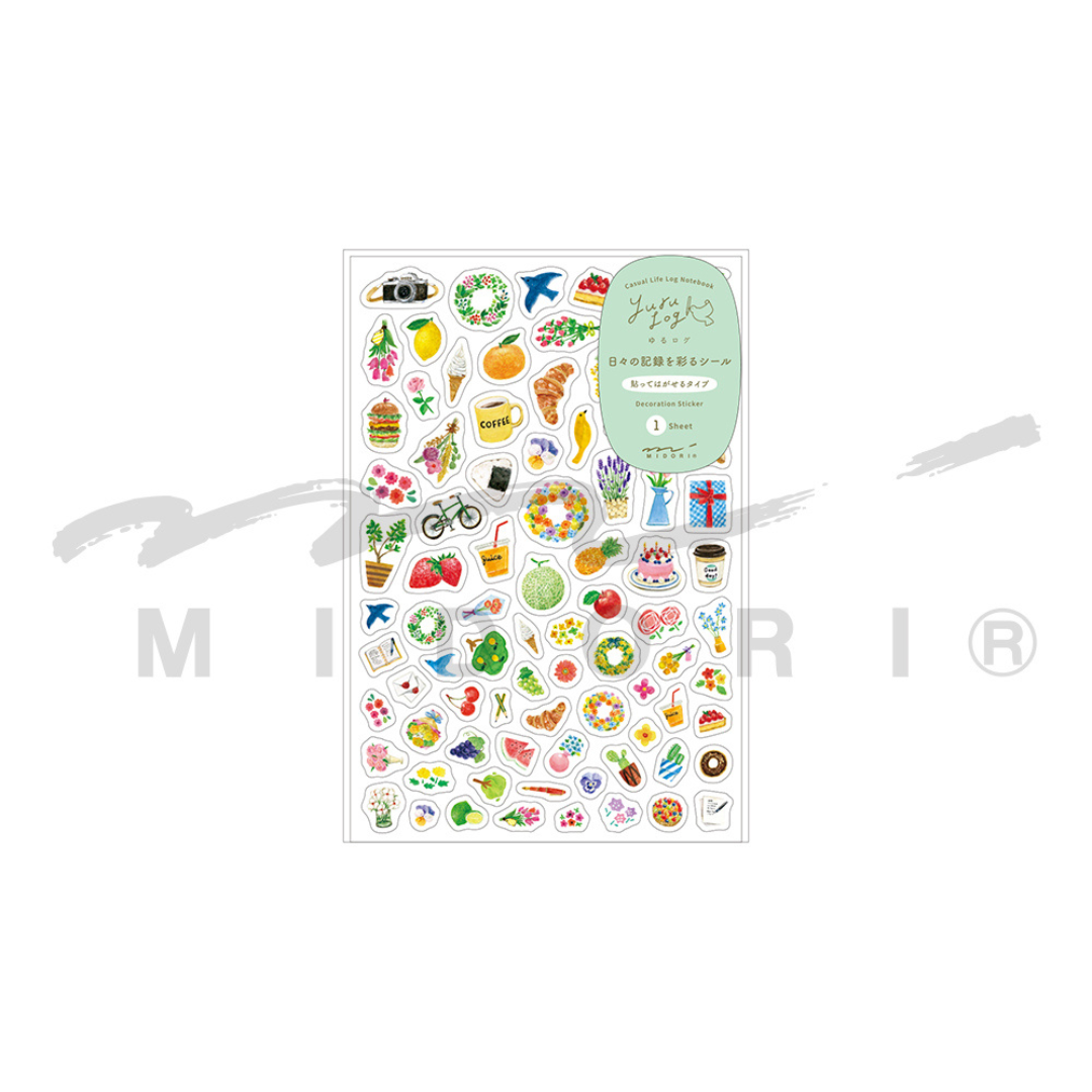 Midori Yuru Log Sticker (1 Sheet) - Motif — with packaging