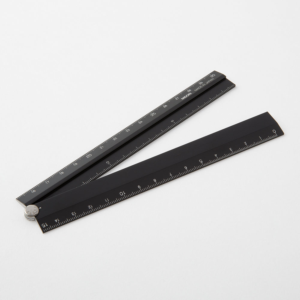 Midori Aluminum Multiple Ruler (30cm) — flat lay