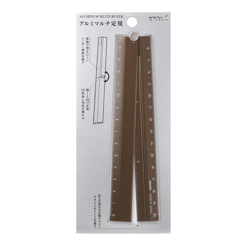 Midori Aluminum Multiple Ruler (30cm) — side view