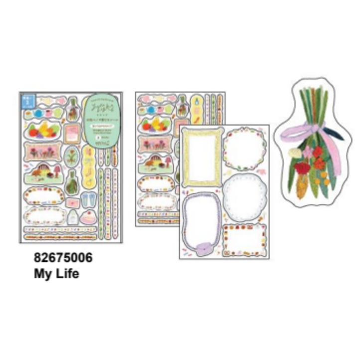 Midori Yuru Log Sticker (2 Sheets) - My Life — flat lay