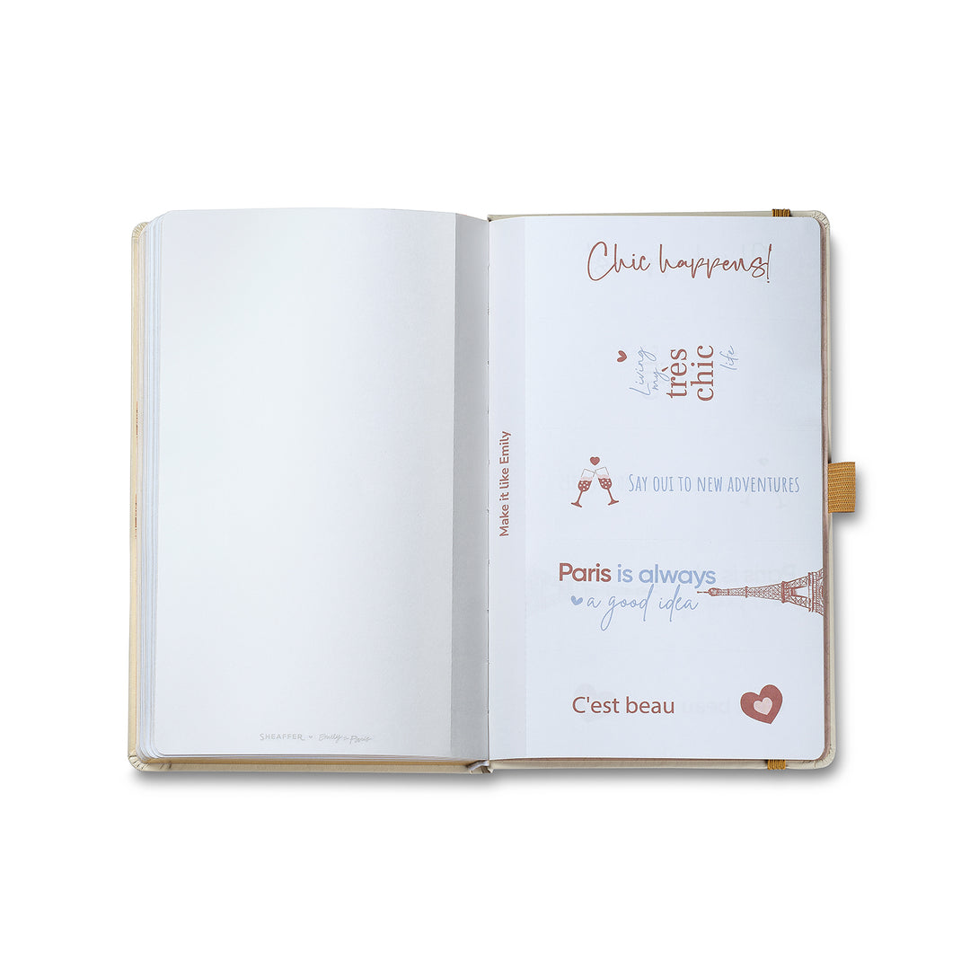 Sheaffer Emily in Paris Medium Journal 90 GSM Ink Friendly Paper with Embossed Eiffel Tower - Beige — flat lay
