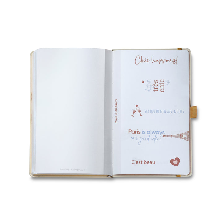 Sheaffer Emily in Paris Medium Journal 90 GSM Ink Friendly Paper with Embossed Eiffel Tower - Beige — flat lay