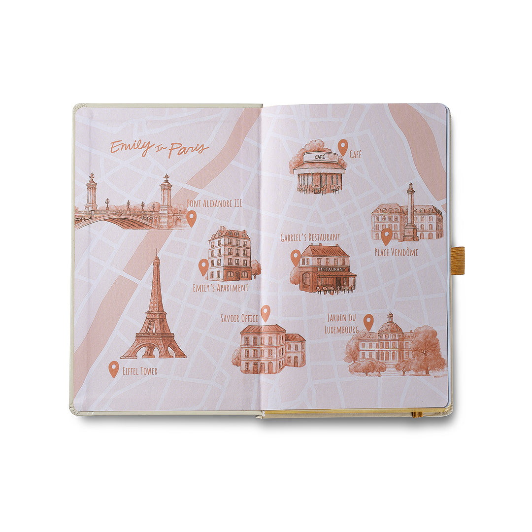 Sheaffer Emily in Paris Medium Journal 90 GSM Ink Friendly Paper with Embossed Eiffel Tower - Beige — spine view