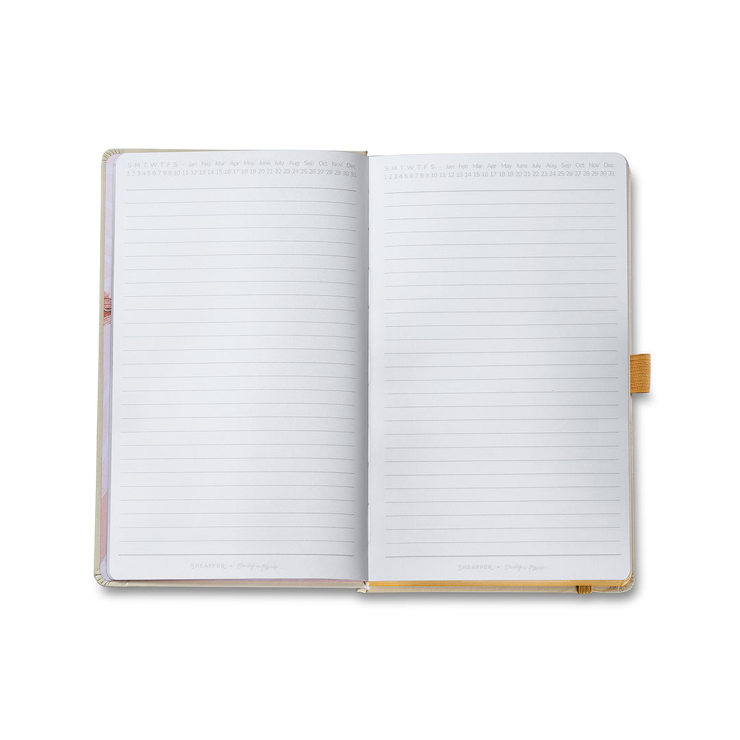 Sheaffer Emily in Paris Medium Journal 90 GSM Ink Friendly Paper with Embossed Eiffel Tower - Beige — flat lay
