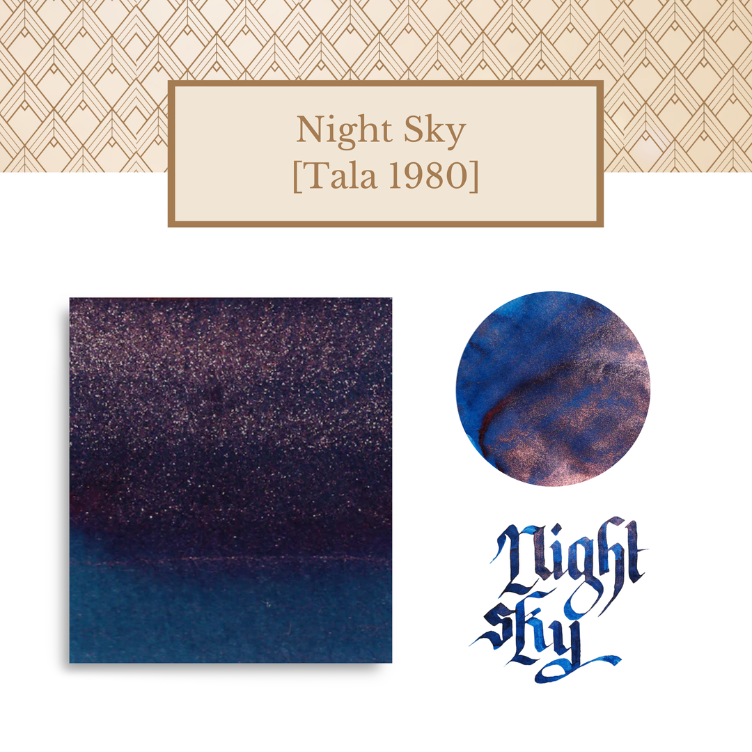 Vinta Inks 30ml Ink Bottle Night Sky, Shimmer (Tala 1980) — Vinta Inks fountain pen ink — premium bottled ink for writing, at Cityluxe Singapore