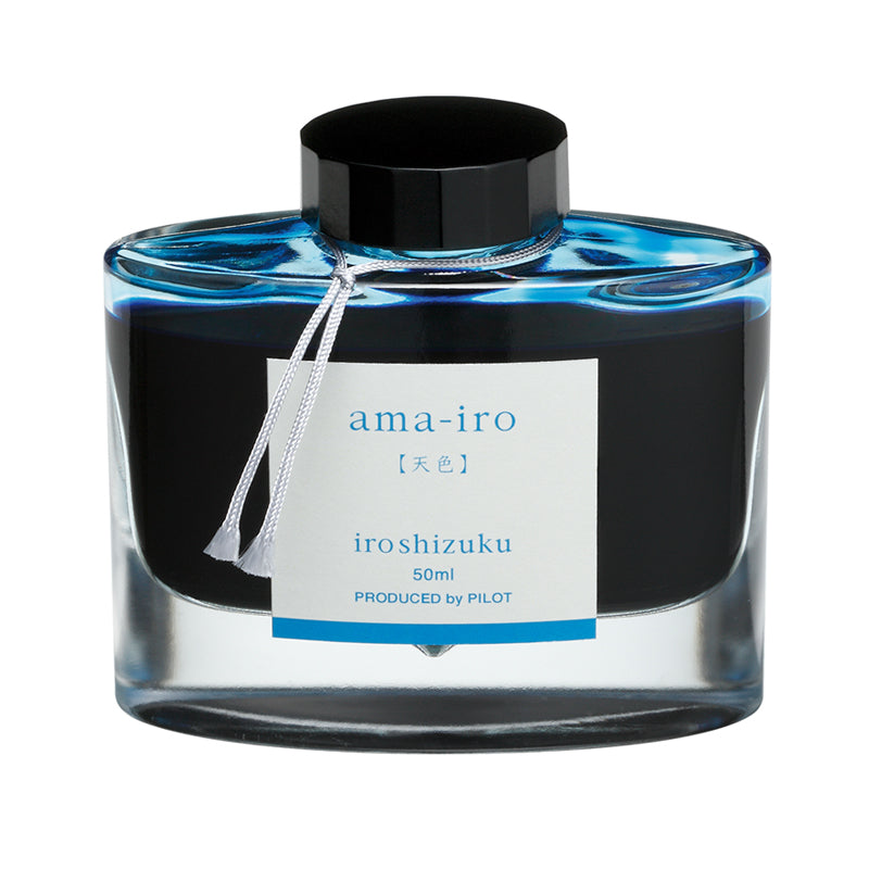 Pilot Iroshizuku 50ml Ink Bottle Fountain Pen Ink - Ama-iro (Sky Blue) — bottle at angle