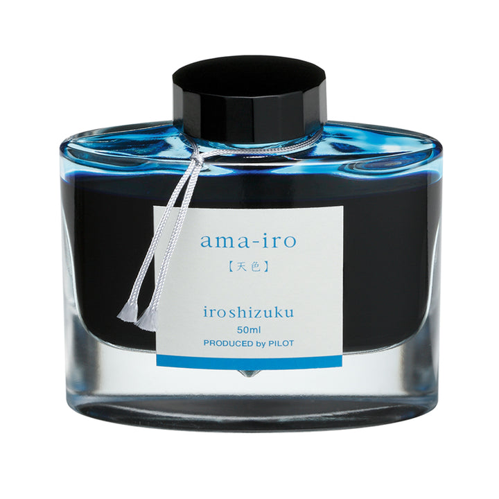 Pilot Iroshizuku 50ml Ink Bottle Fountain Pen Ink - Ama-iro (Sky Blue) — bottle at angle