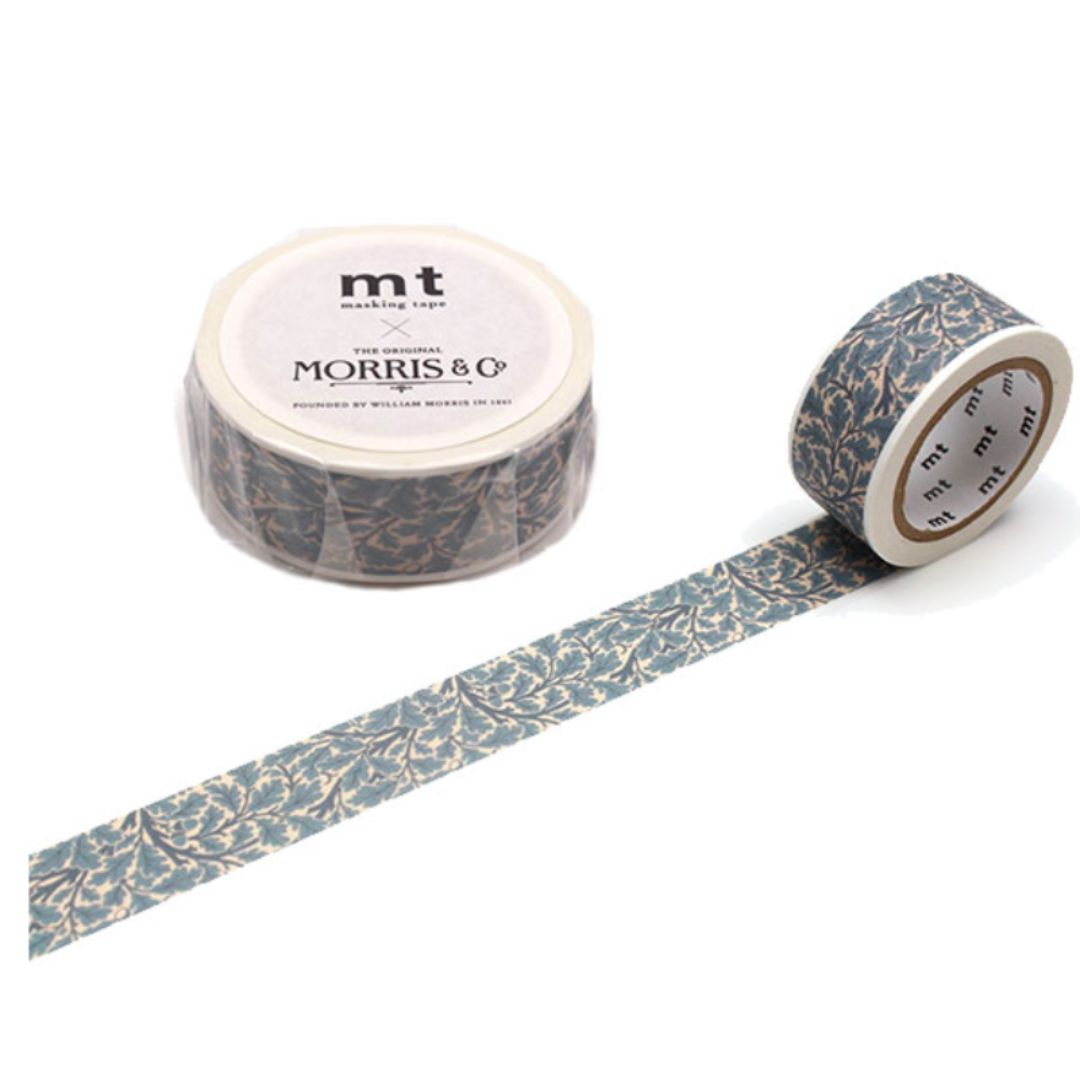MT x William Morris Washi Tape in Oaktree — MT Tape washi tape — decorative Japanese paper tape for journaling and craft, at Cityluxe Singapore