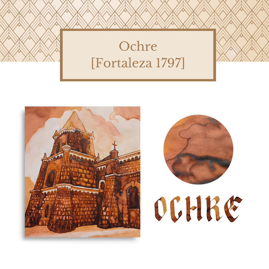 Vinta Inks 30ml Ink Bottle Ochre (Fortaleza 1797) — Vinta Inks fountain pen ink — premium bottled ink for writing, at Cityluxe Singapore