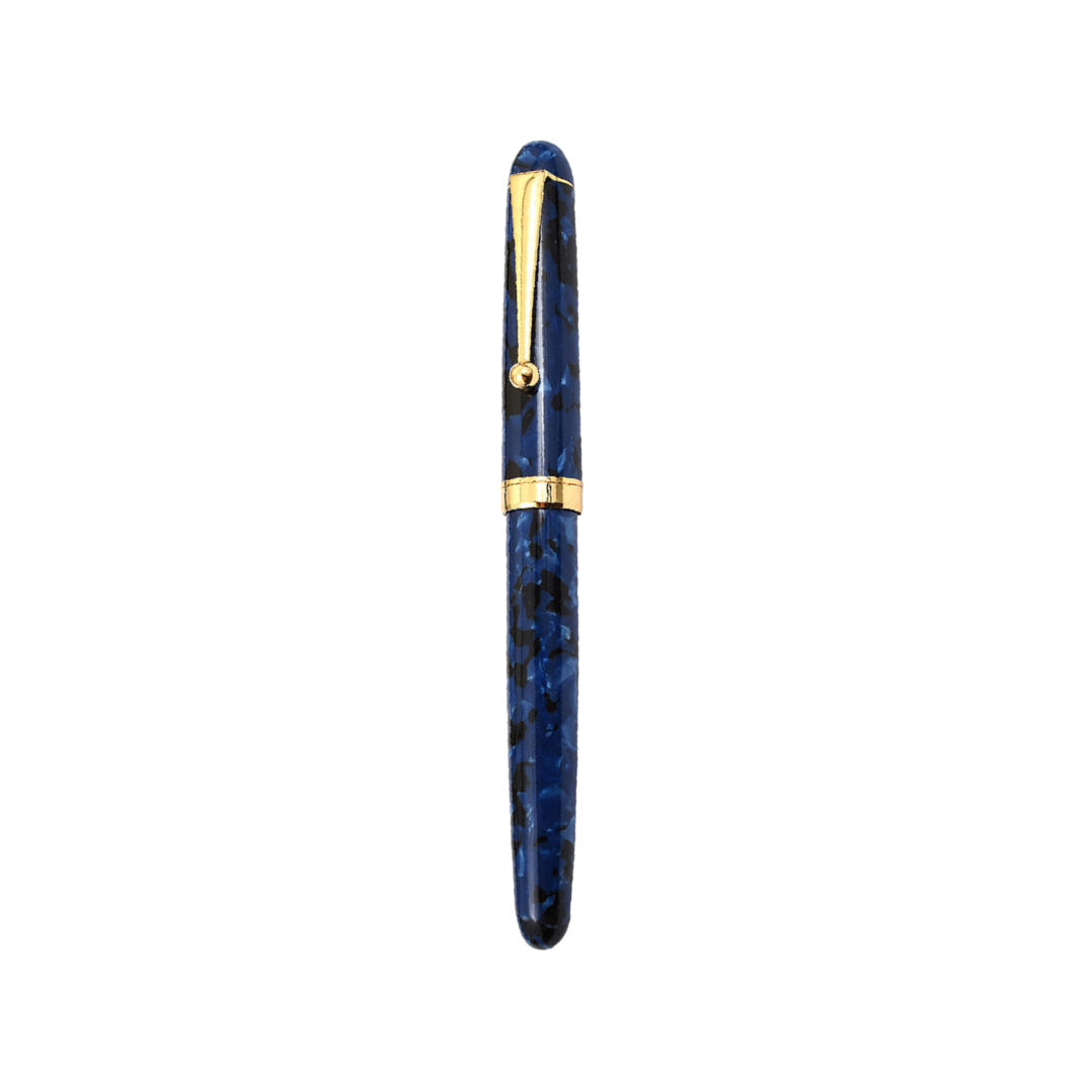 Onishi Hand Made Fountain Pen-Standard Schmidt Steel in Blue Marble — Onishi fountain pen — precision nib writing instrument, at Cityluxe Singapore stationery store