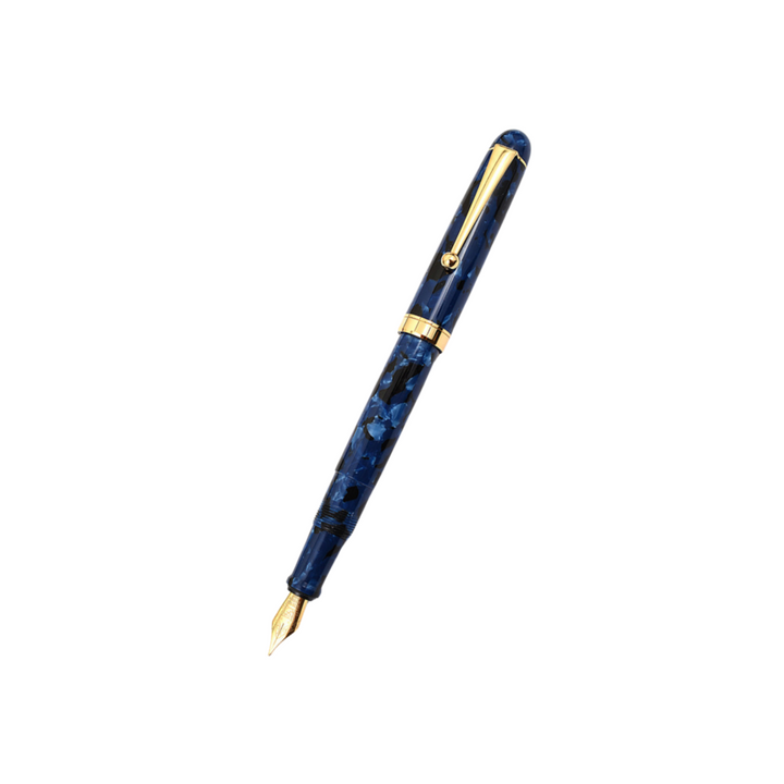 Onishi Hand Made Fountain Pen-Standard Schmidt Steel in Blue Marble — Onishi fountain pen — precision nib writing instrument, at Cityluxe Singapore stationery store