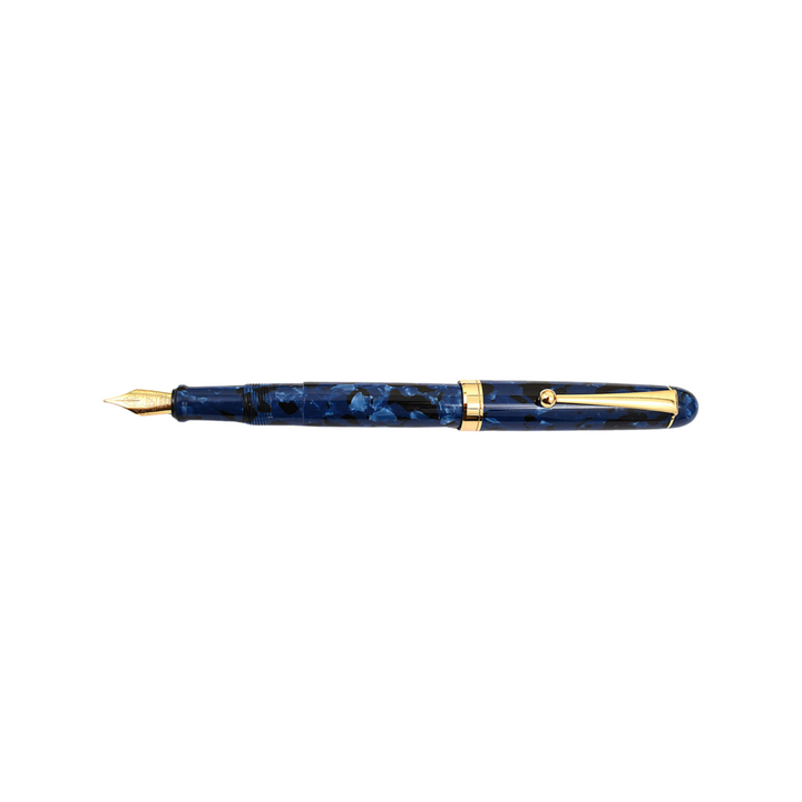 Onishi Hand Made Fountain Pen-Standard Schmidt Steel in Blue Marble — Onishi fountain pen — precision nib writing instrument, at Cityluxe Singapore stationery store