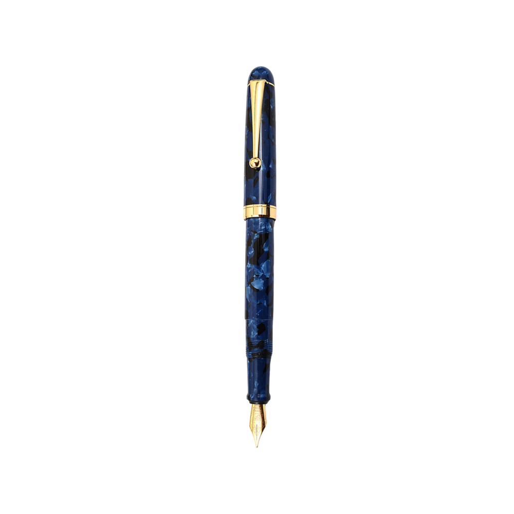 Onishi Hand Made Fountain Pen-Standard Schmidt Steel in Blue Marble — Onishi fountain pen — precision nib writing instrument, at Cityluxe Singapore stationery store