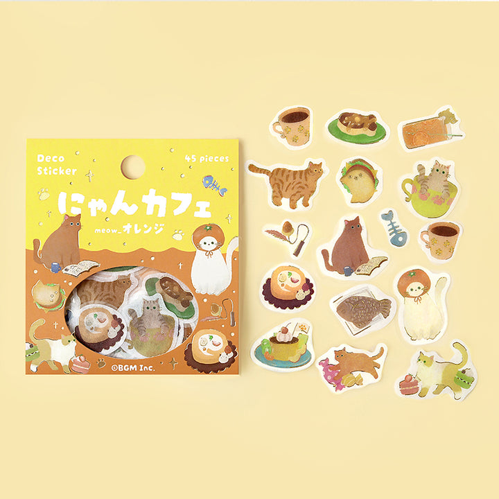 BGM Foil Stamping Flake Seal: Nyan Cafe - Orange — angle view