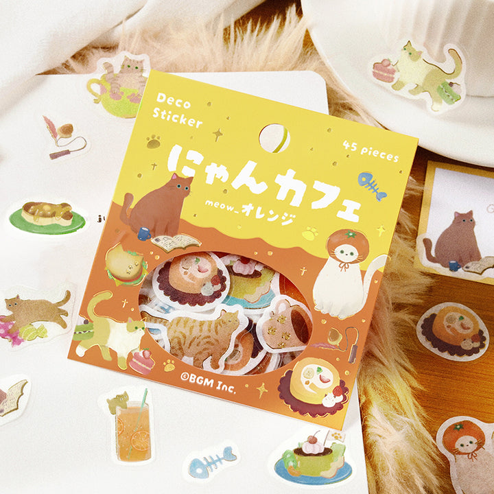 BGM Foil Stamping Flake Seal: Nyan Cafe - Orange — detail view