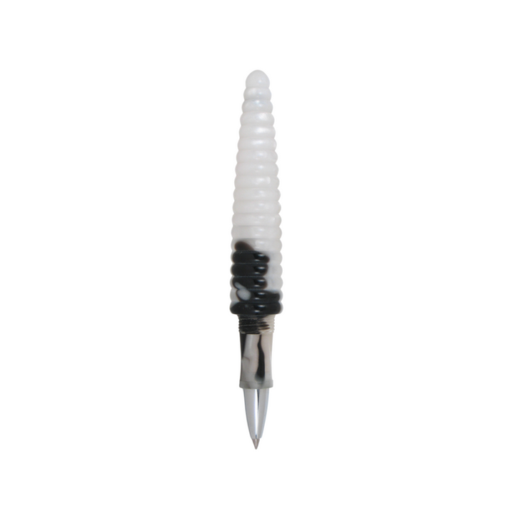 Acme Studio Rollerball Pen - Rings Black/White — uncapped with cap posted