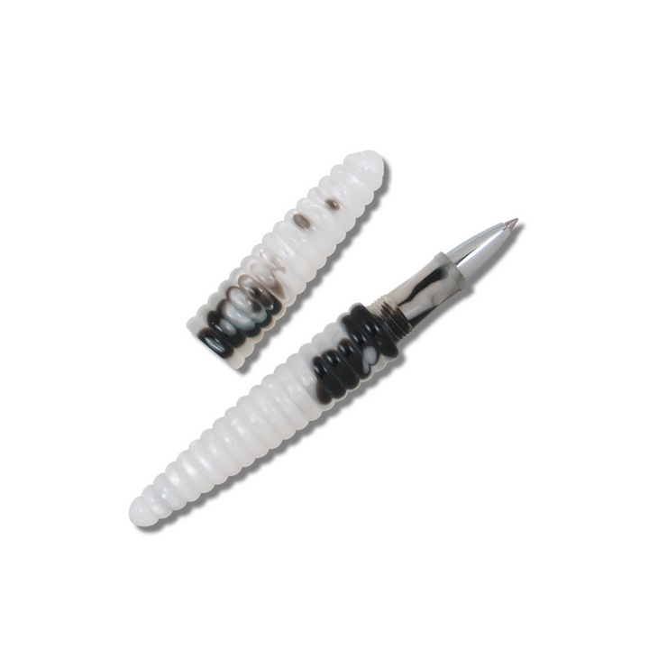 Acme Studio Rollerball Pen - Rings Black/White — writing at an angle