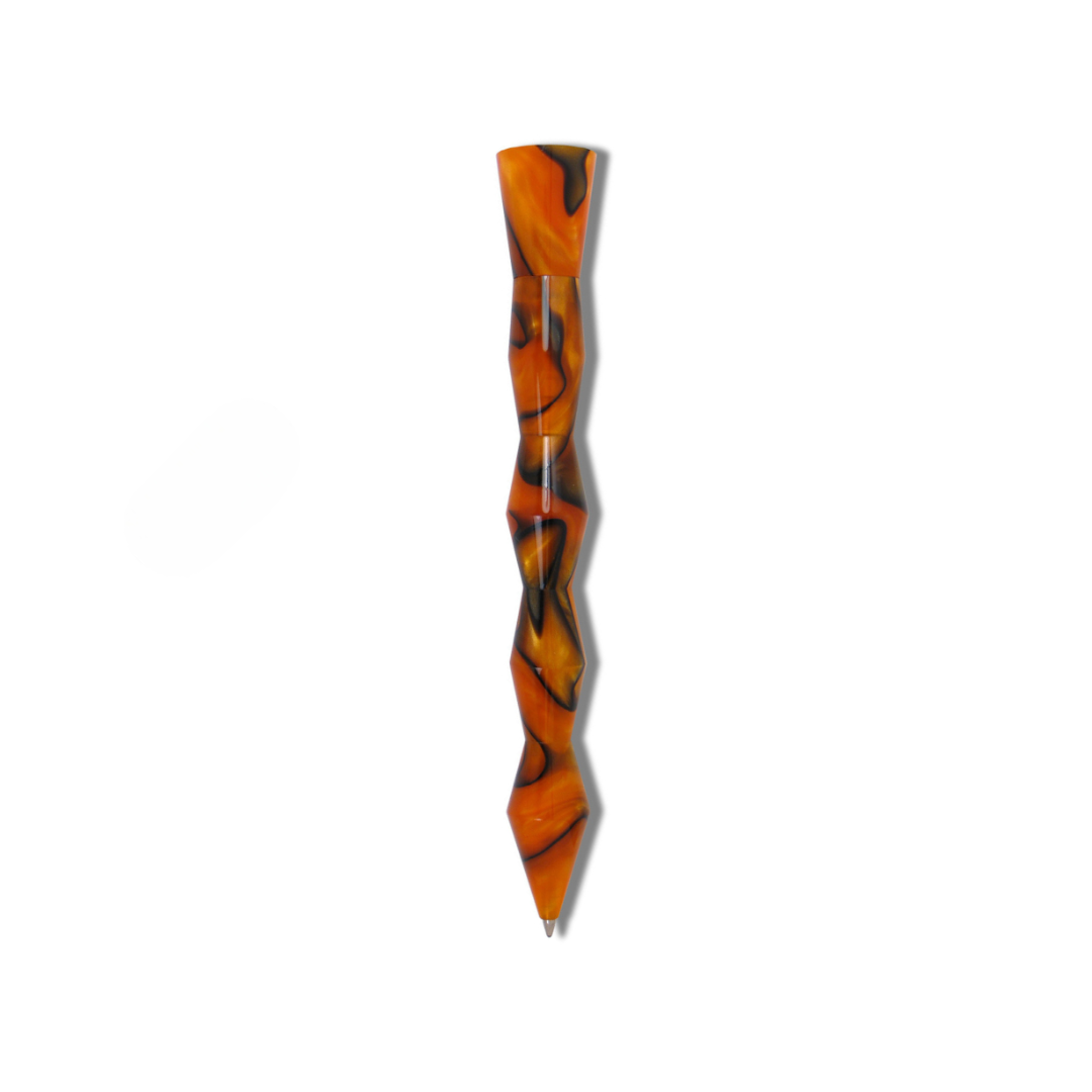 Acme Studio Kuzi Retractable Rollerball Pen - Orange — uncapped with cap posted