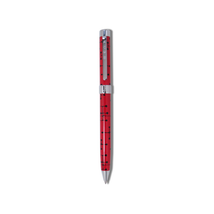 Acme Studio Retractable Ballpoint Pen - Dots Red — uncapped with cap posted