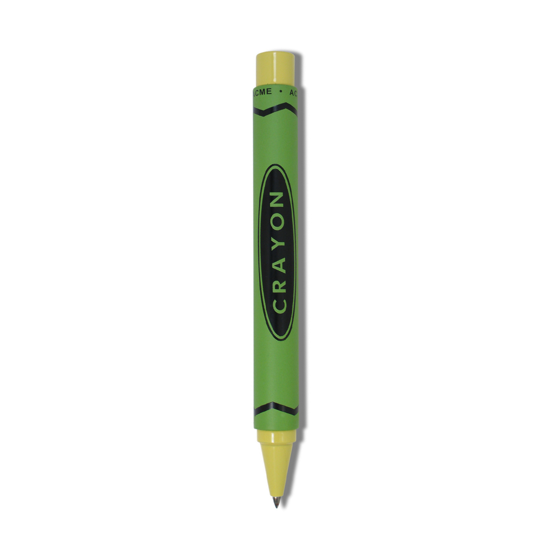 Acme Studio Retractable Rollerball Pen - Crayon Lime Green — uncapped with cap posted