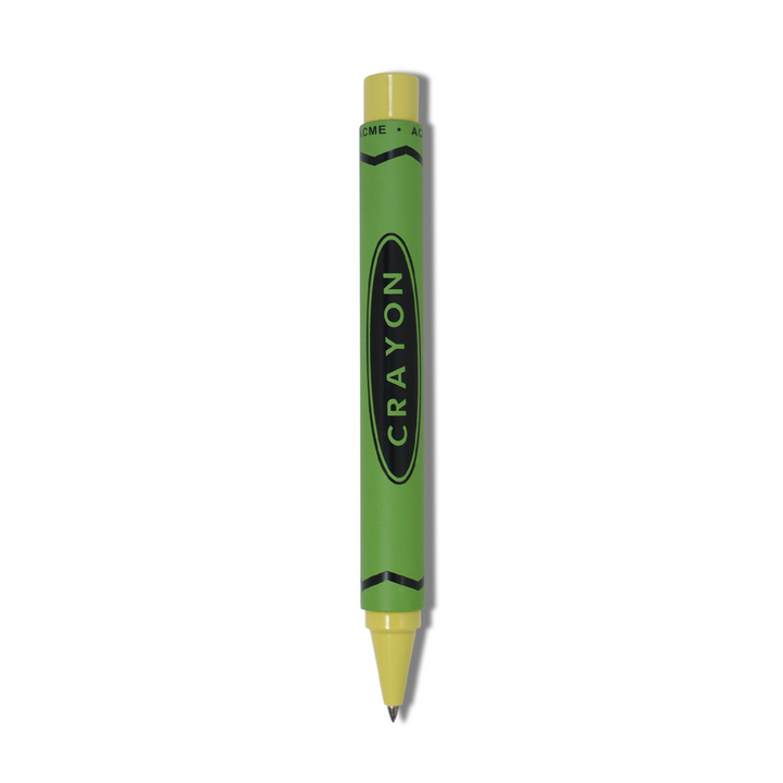 Acme Studio Retractable Rollerball Pen - Crayon Lime Green — uncapped with cap posted
