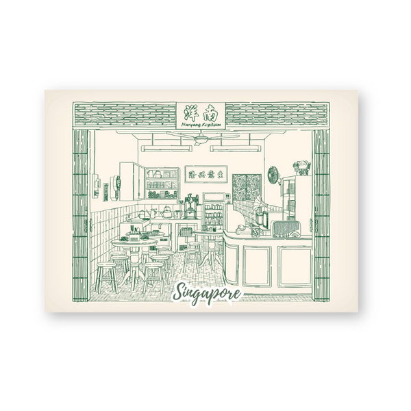 Postcard in Kopitiam Green — WhereTo postcard — premium stationery and lifestyle, at Cityluxe Singapore