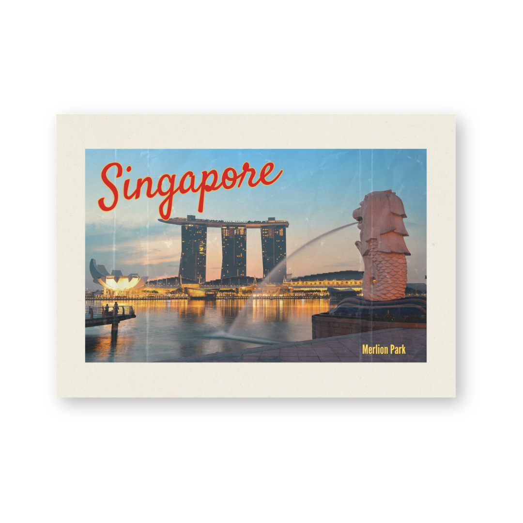 Postcard in Vintage Merlion Eve — WhereTo postcard — premium stationery and lifestyle, at Cityluxe Singapore