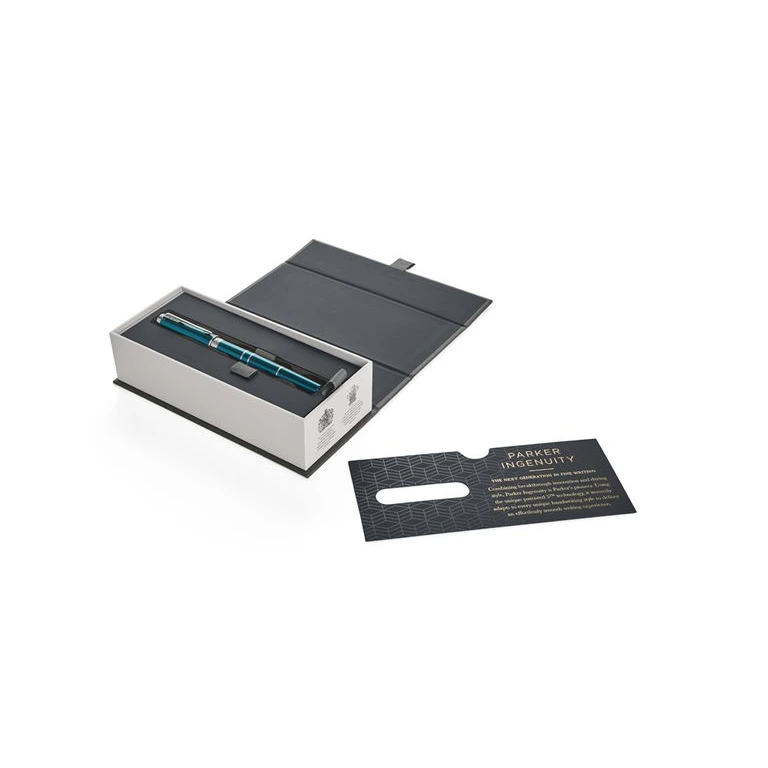 Parker Ingenuity Slim Dark Teal Deluxe CT 5th Technology Pen — angle view