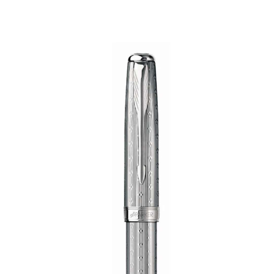 Parker Sonnet II Chrome Silvery Fountain Pen with Chrome Trims — with packaging