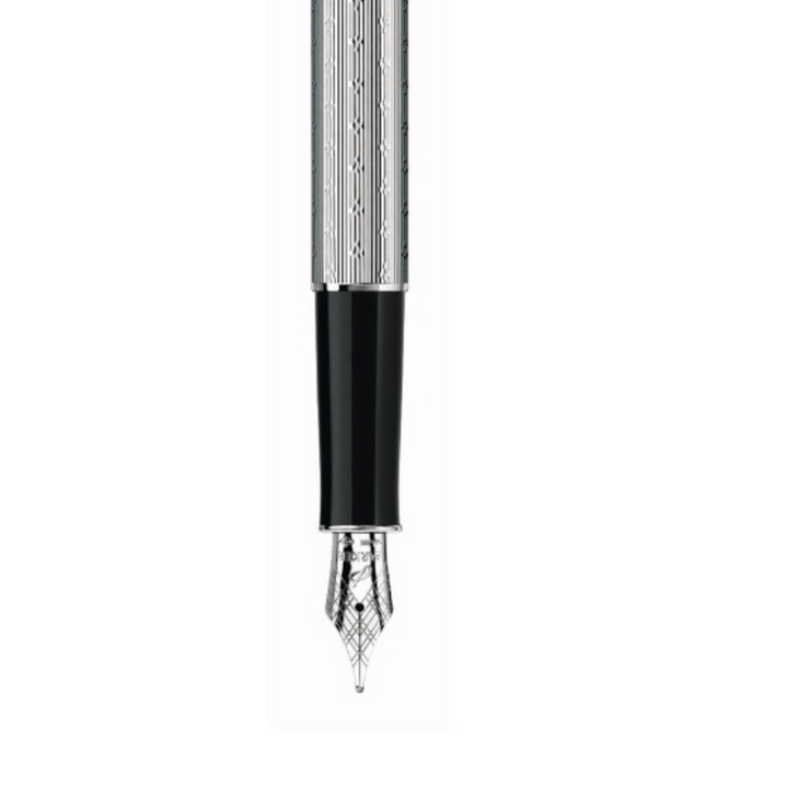 Parker Sonnet II Chrome Silvery Fountain Pen with Chrome Trims — writing at an angle