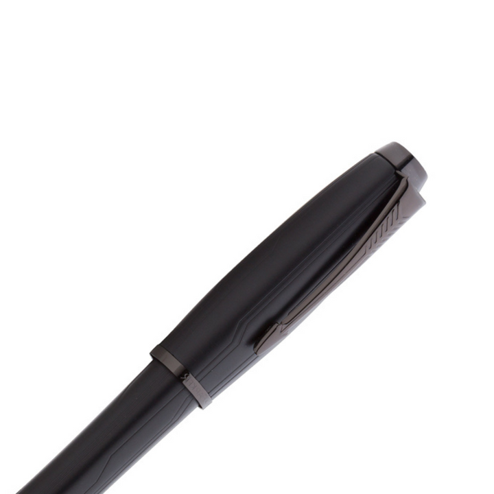 Parker Urban Premium Fountain Pen - Matte Black with Polished Black Trims — writing at an angle