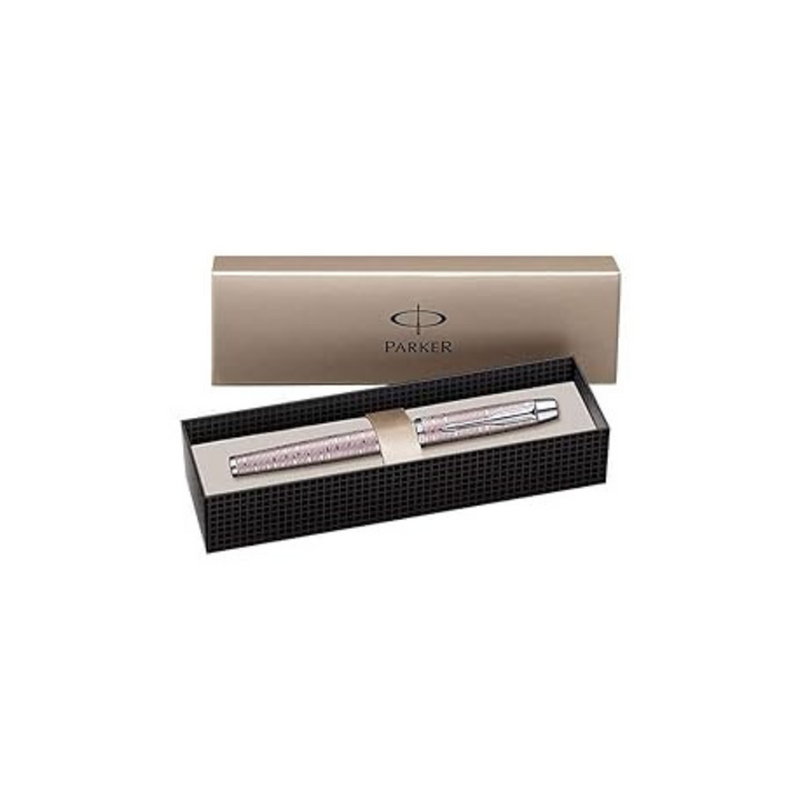 Parker IM Premium Fountain Pen - Pink Pearl with Chrome Trims — engraving example
