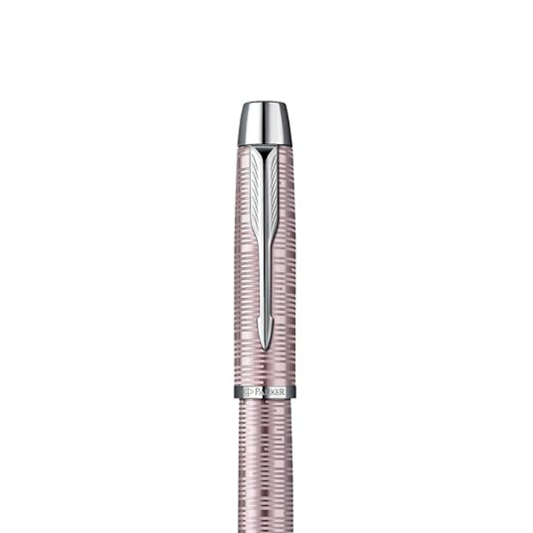 Parker IM Premium Fountain Pen - Pink Pearl with Chrome Trims — barrel detail