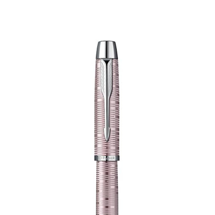 Parker IM Premium Fountain Pen - Pink Pearl with Chrome Trims — barrel detail