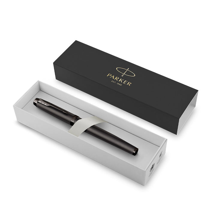 Parker IM PROFESSIONAL Rollerball Pen - Monochrome Titanium — flat lay