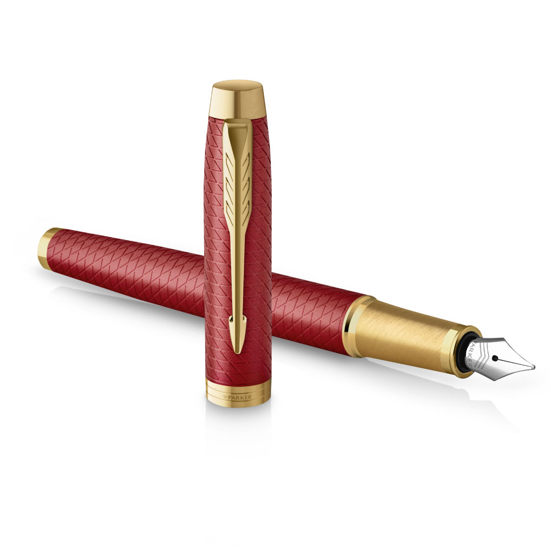 Parker IM Premium Fountain Pen - Red with Gold Trims — barrel detail
