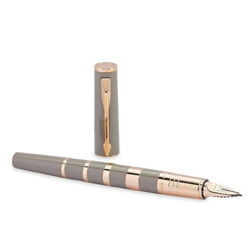 Parker Ingenuity Small Taupe &amp; Metal Pink Gold Trim 5th Technology Pen — in use