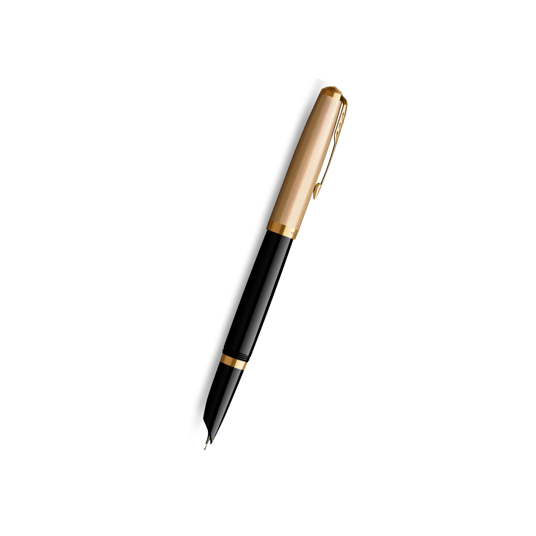 Parker 51 Deluxe Premium Black GT 18k Gold Nib Fountain Pen - Fine Nib — nib close-up