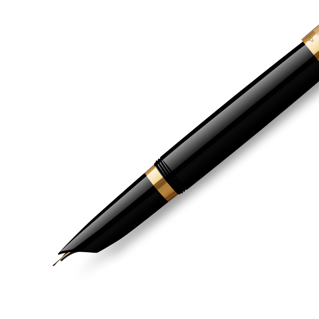 Parker 51 Deluxe Premium Black GT 18k Gold Nib Fountain Pen - Fine Nib — with packaging